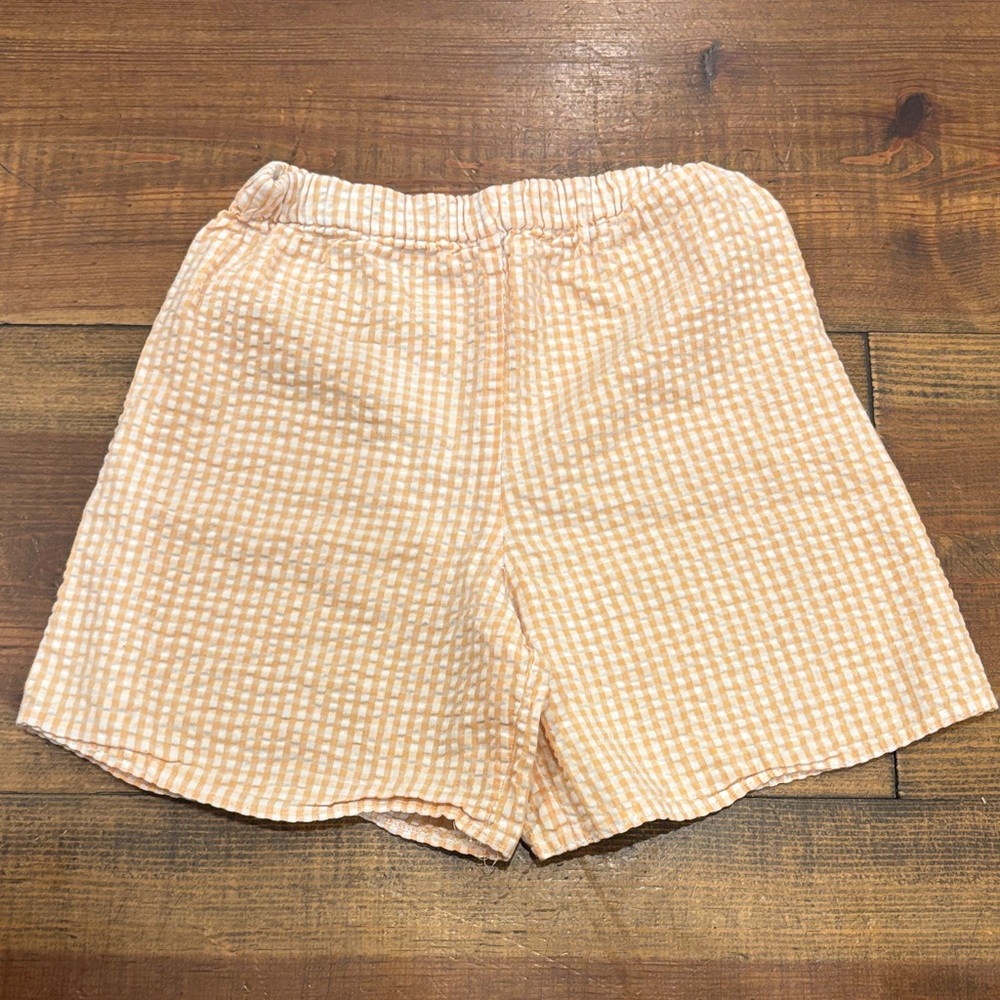 Casual Peach Checkered Shorts